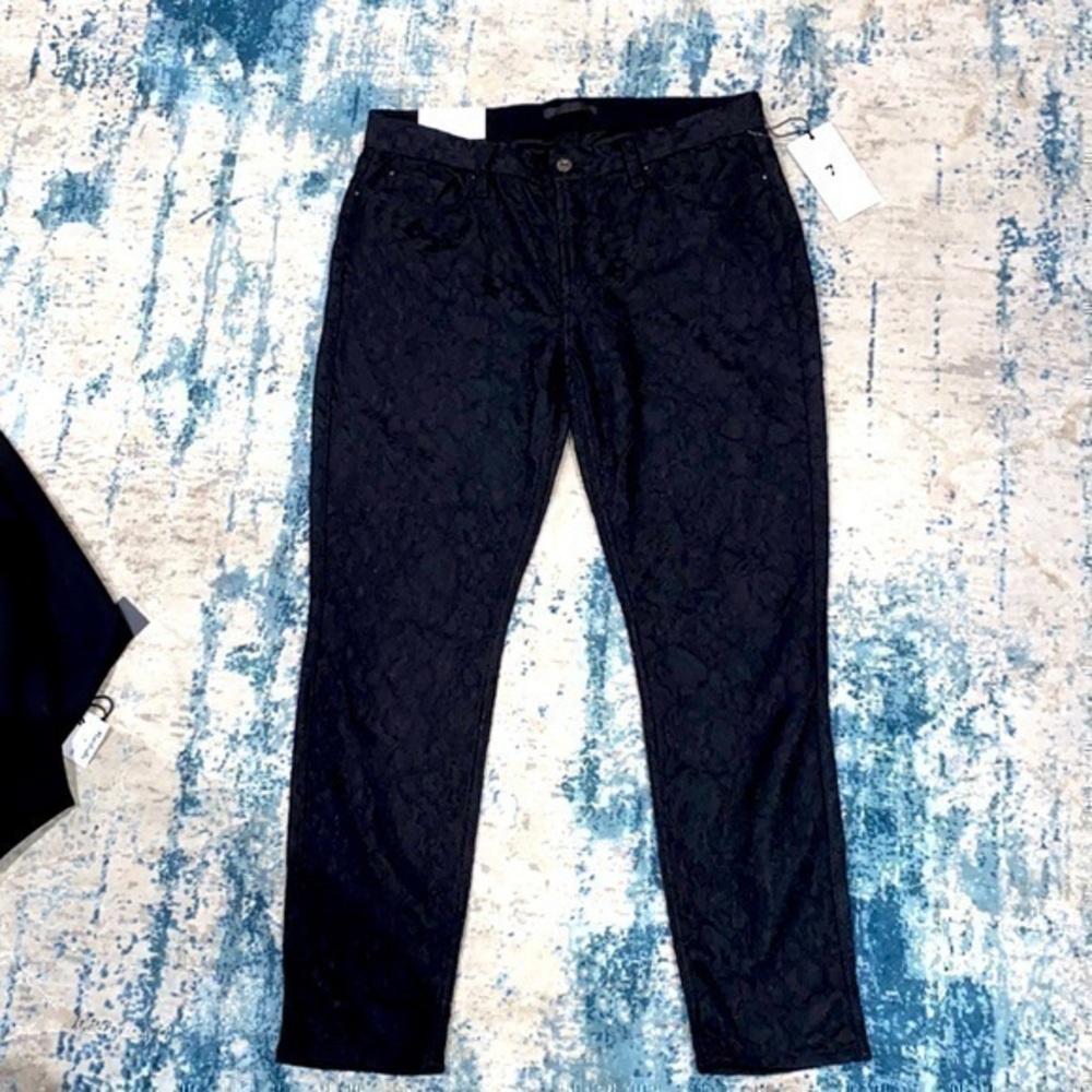 7 For All Mankind Black Lace Gwenevere Ankle Skinny Pants